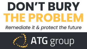 Graphic for Don't Bury The Problem, Remediate It logo for ATG Group's land remediation campaign 